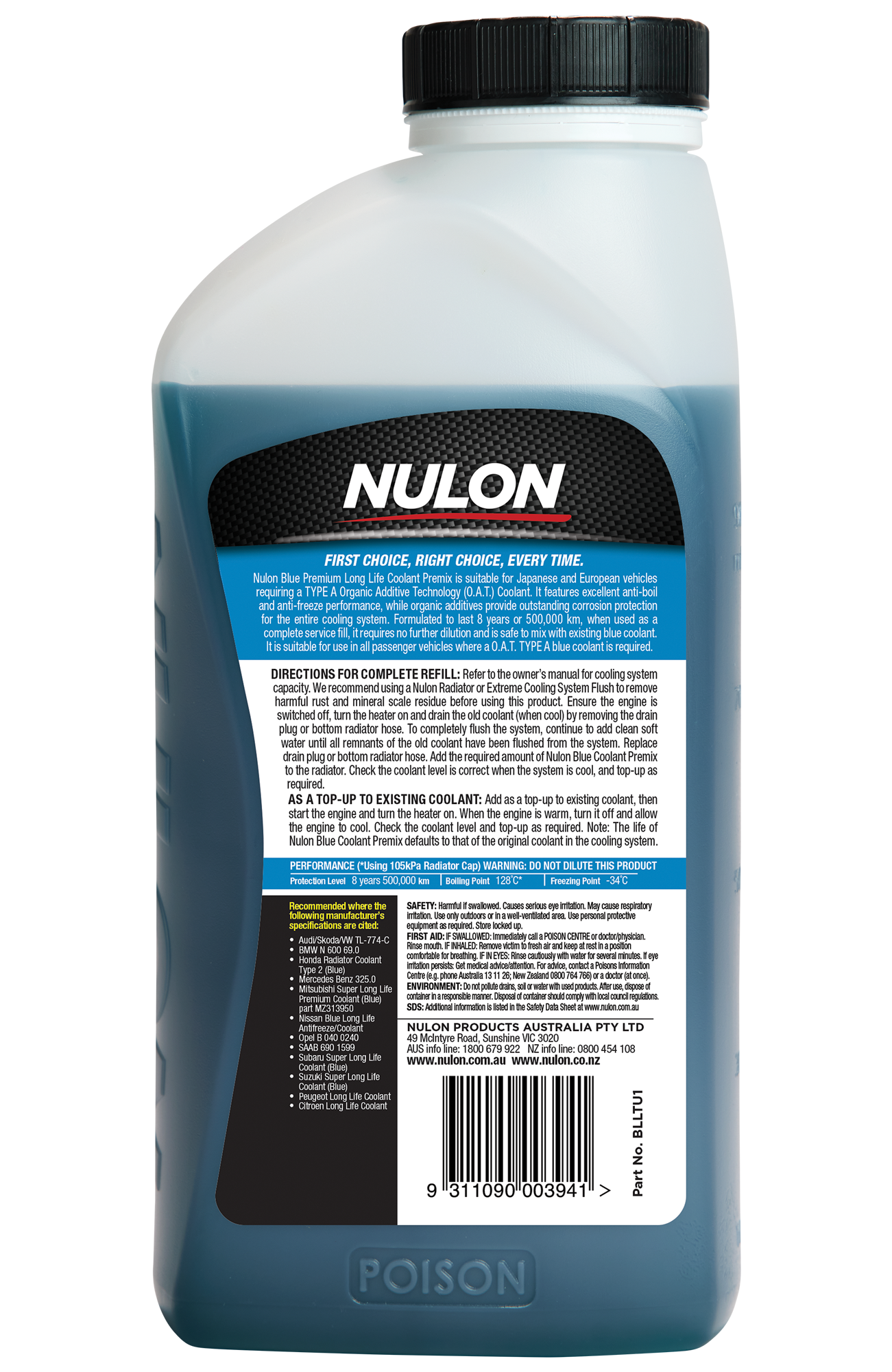 Blue Premium Long Life Coolant Premix (BLLTU)